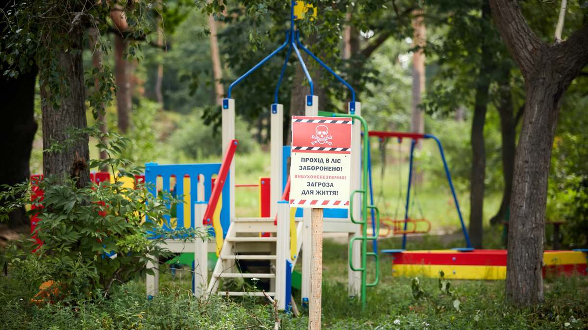 A playground in Horenka, Kyiv region, after the Russian invasion